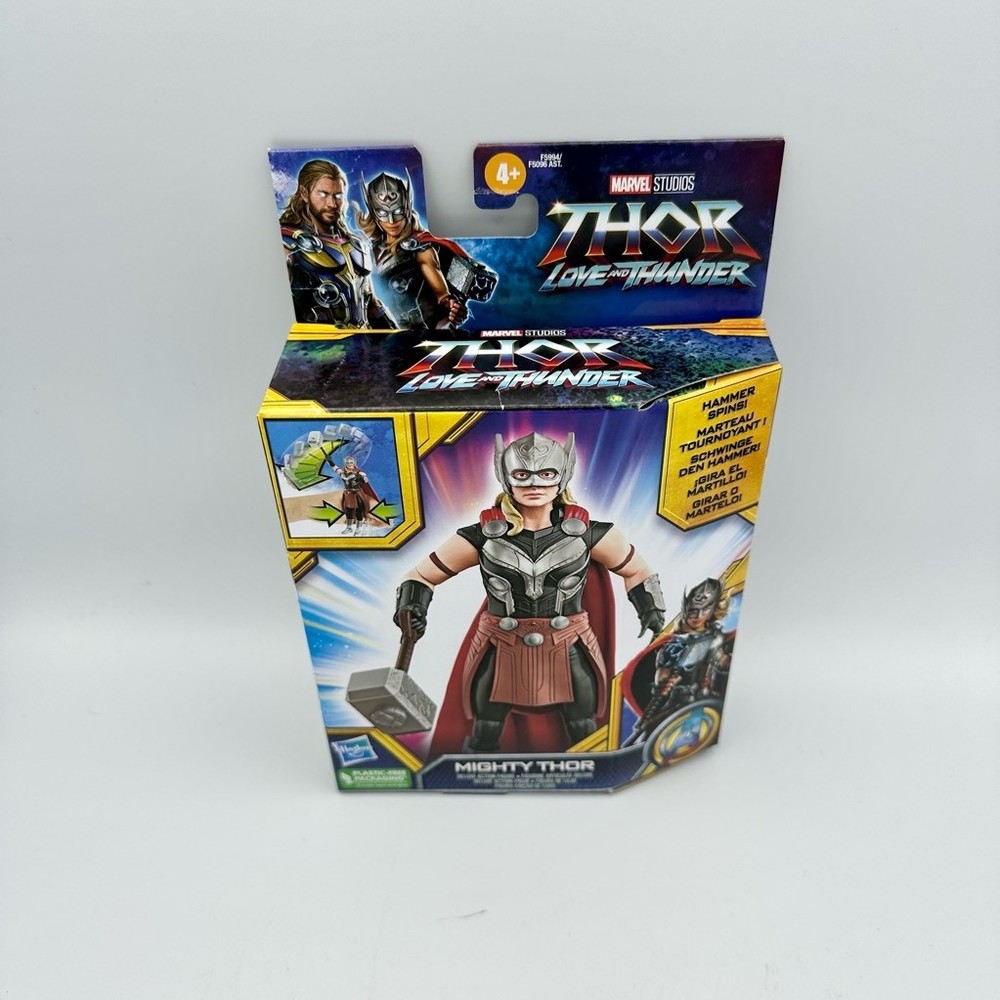 Mighty Thor Love And Thunder Action Figure Hammer Spins Multicolor Hasbro New